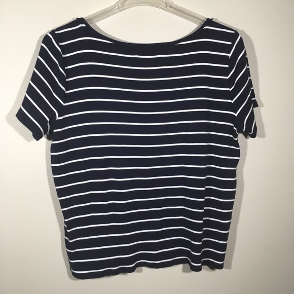 Lauren Ralph Lauren Navy/White Striped Blouse 2X - Picture 3 of 6